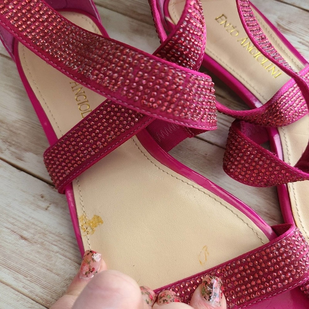 NWOT |  ENZO ANGIOLINI | PINK SATIN SANDALS - Picture 6 of 11